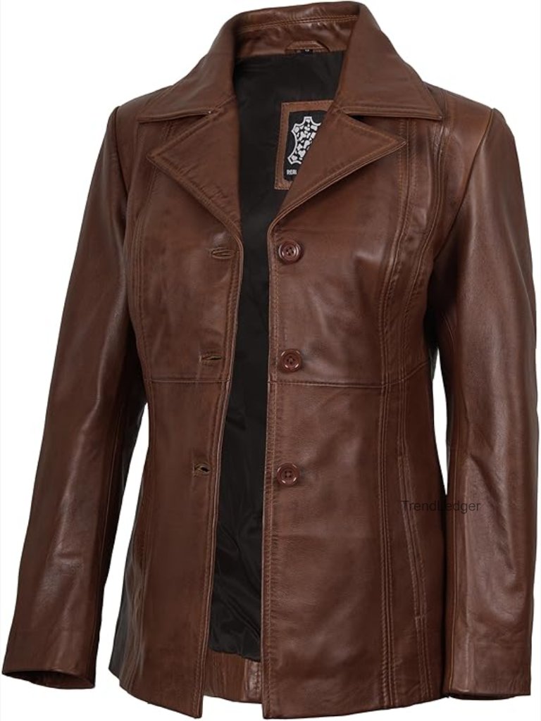Real Lambskin Leather Blazer Jacket - Slim Fit, Notch Collar, 4 Pockets